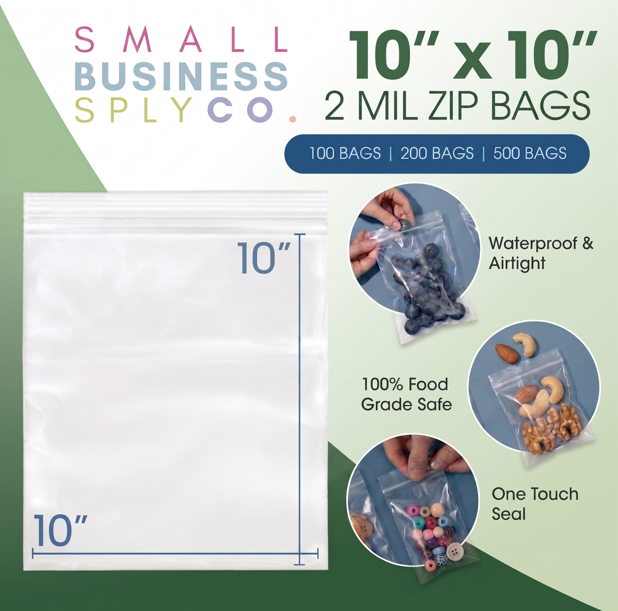 Clear Reclosable Zip Plastic Bags: Large Sizes