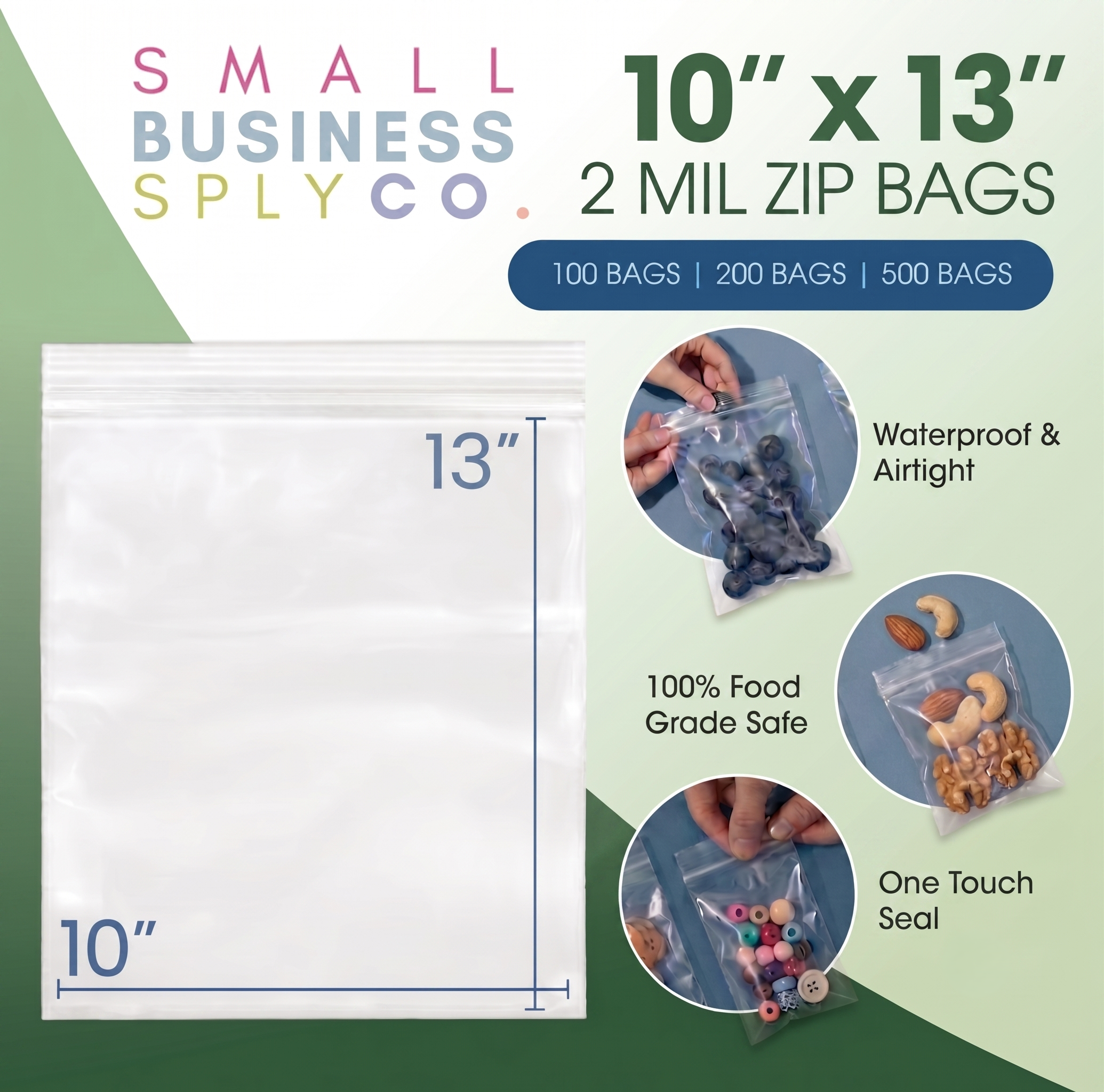 Clear Reclosable Zip Plastic Bags: Large Sizes