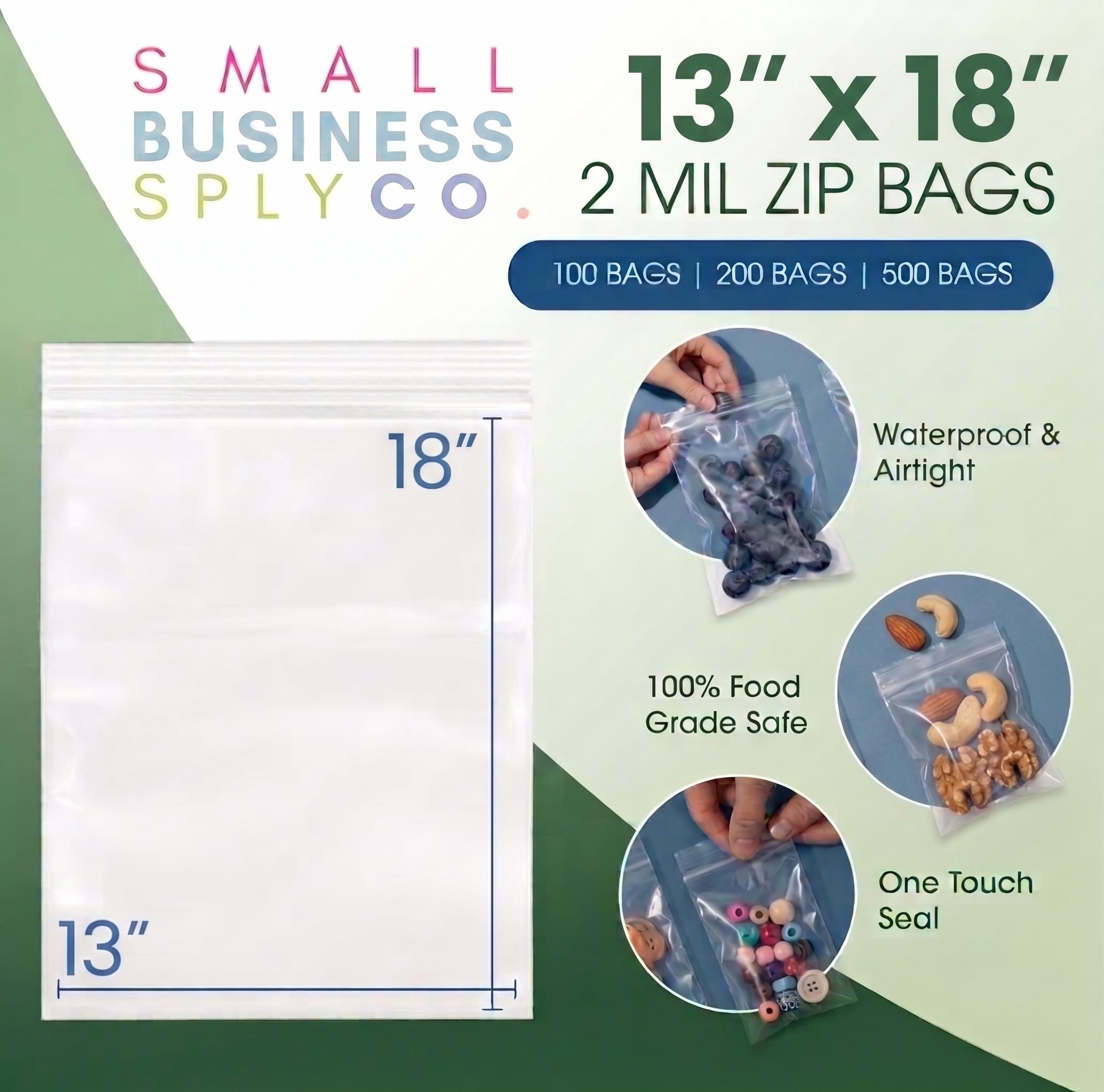 Clear Reclosable Zip Plastic Bags: Large Sizes