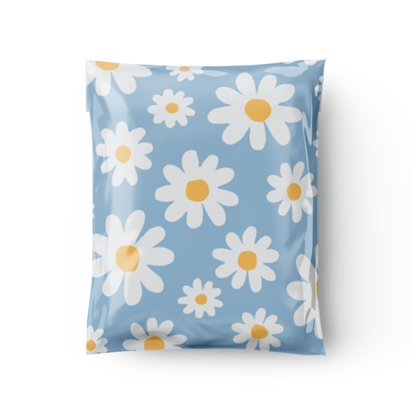 cute spring poly mailers, cute blue poly mailer, daisy poly mailer, flower poly mailer, summer poly mailer