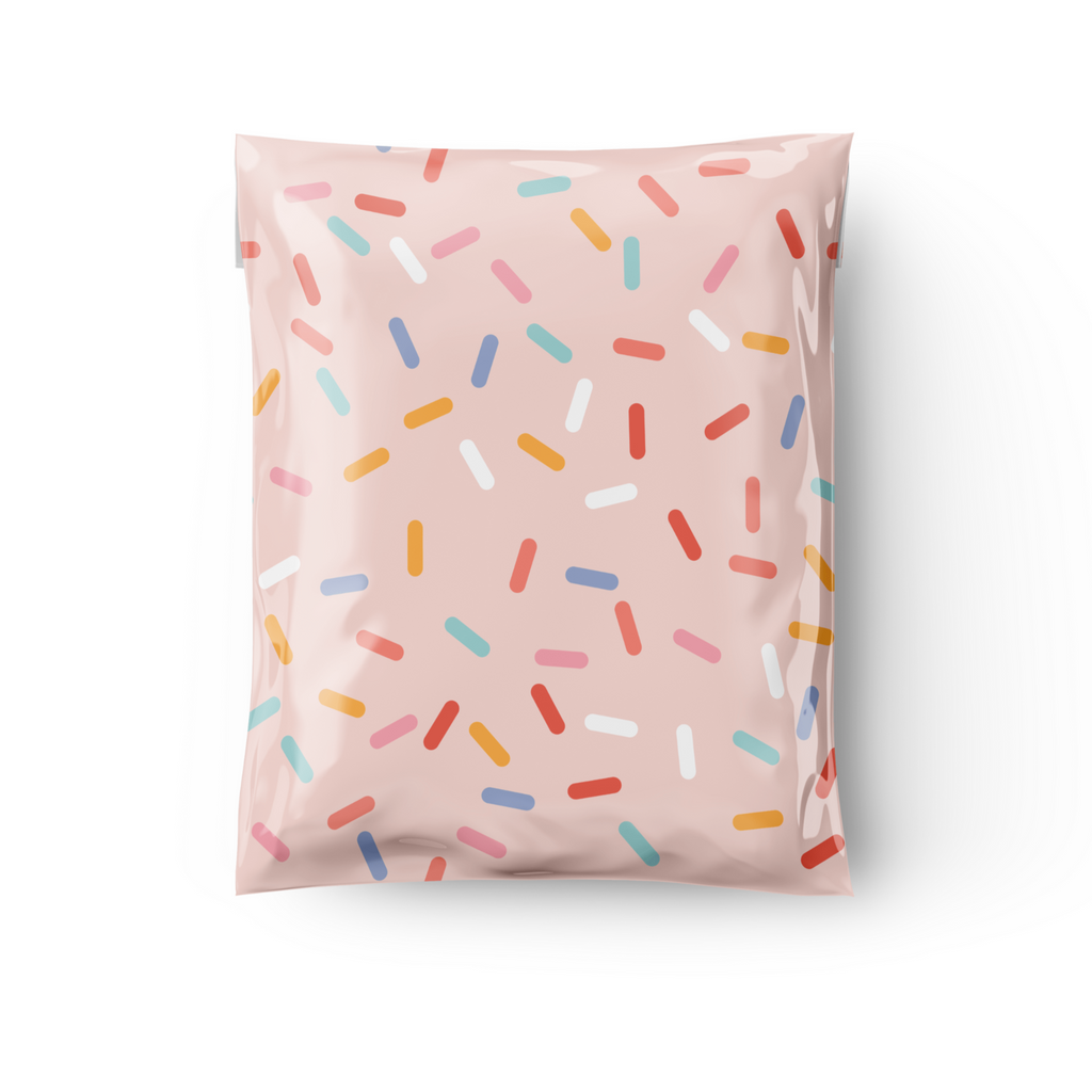 sprinkles poly mailers, cute packaging, cute poly mailers, colorful  packaging supplies, pink poly mailers, poly mailers 