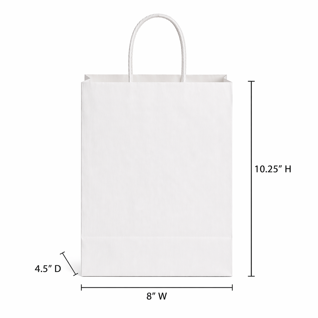 8X4.5X10.25 Recycled Kraft Shopping Bags - case of 250