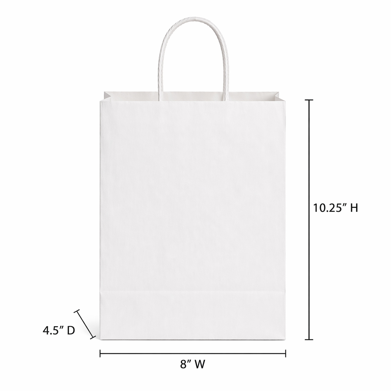 8X4.5X10.25 Recycled Kraft Shopping Bags - case of 250