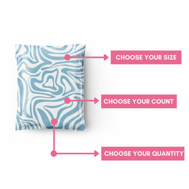 groovy poly mailers, wavy poly mailer, cute poly mailer, blue poly mailer