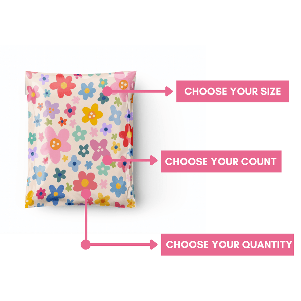 spring poly mailers, cute spring poly mailers, cute poly mailers, floral poly mailers, 10x13 poly mailers