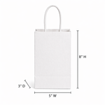 5.25X3.25X8.375 White Kraft Shopping Bags - case of 250