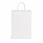 8X4.5X10.25 White Kraft Shopping Bags - case of 250