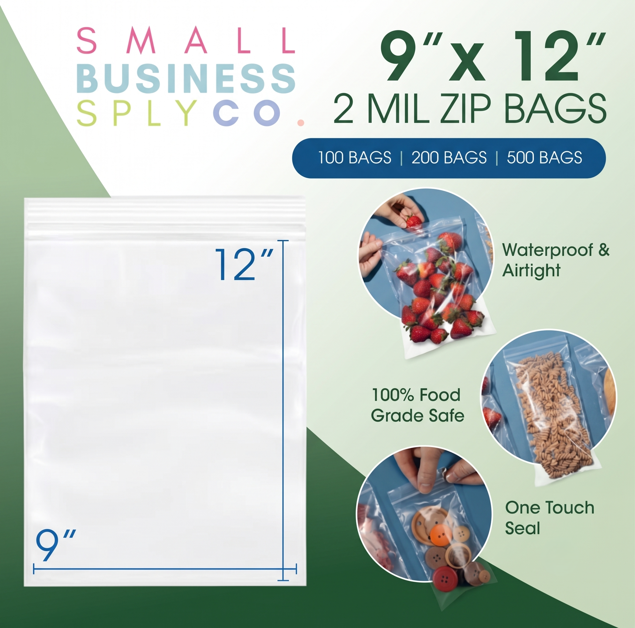 Clear Reclosable Zip Plastic Bags: Large Sizes