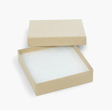 Brown Kraft Recycled Jewelry Boxes, 3x3x1", 100 Pack, Fiber Fill