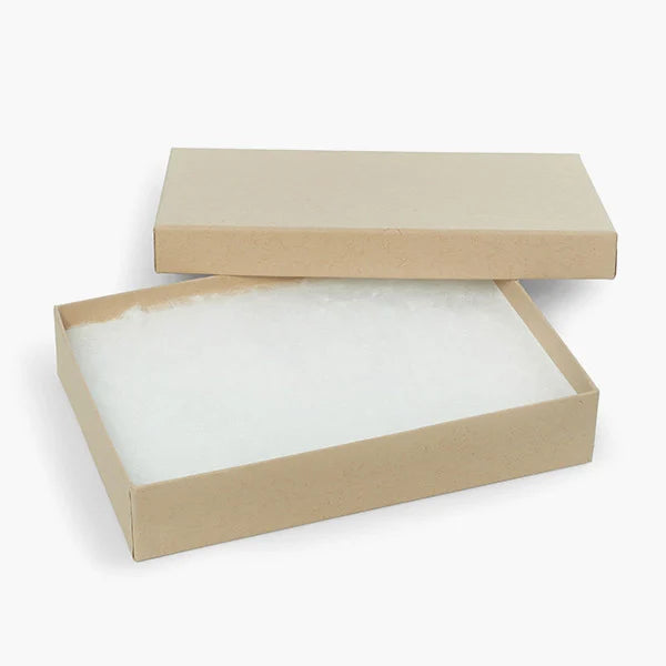 Brown Kraft Recycled Jewelry Boxes, 5x4x1", 100 Pack, Fiber Fill