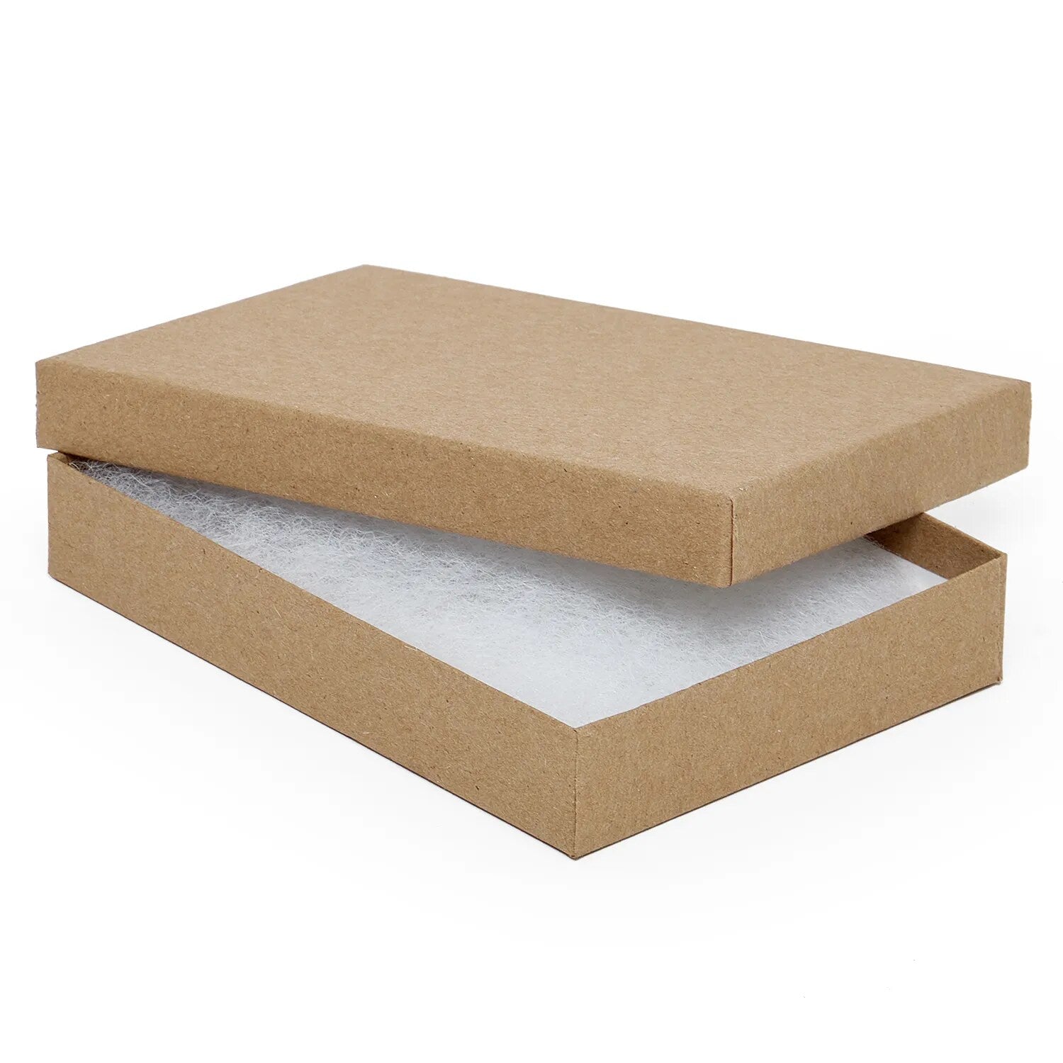 Brown Kraft Recycled Jewelry Boxes, 8x5x1", 50 Pack, Fiber Fill