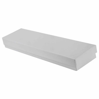 White Krome Recyclable Jewelry Boxes, 8x2x1", 100 Pack, Fiber Fill