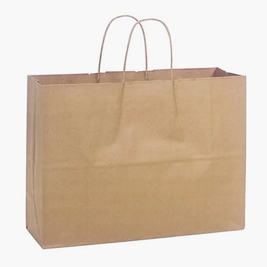 16X6X12 Recycled Kraft Shopping Bags - case of 250