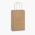5.25X3.25X8.375 Recycled Kraft Shopping Bags - case of 250