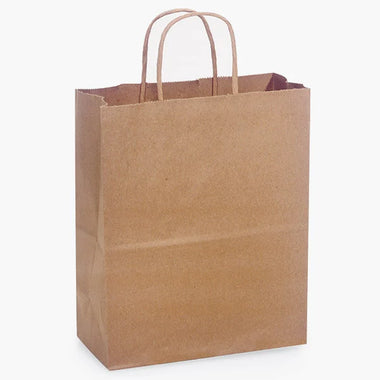 8X4.5X10.25 Recycled Kraft Shopping Bags - case of 250