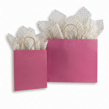 Pink Strip Kraft Shopping Bags