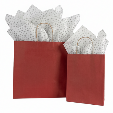 Red Strip Kraft Shopping Bags