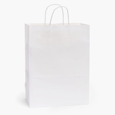 10X5X13 White Kraft Shopping Bags - case of 250
