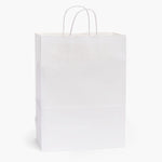 10X5X13 White Kraft Shopping Bags - case of 250
