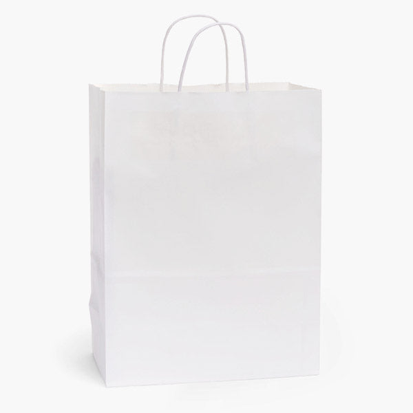 10X5X13 White Kraft Shopping Bags - case of 250