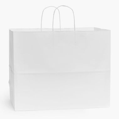 16X6X12 Kraft White Shopping Bags - case of 250
