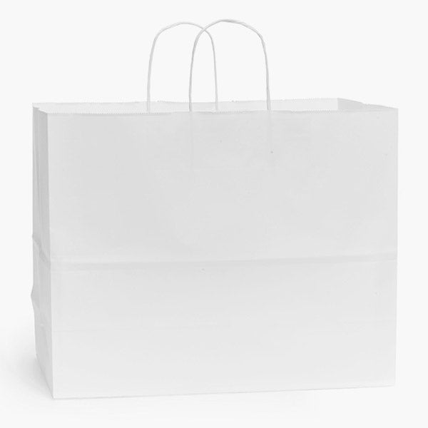 16X6X12 Kraft White Shopping Bags - case of 250