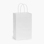 5.25X3.25X8.375 White Kraft Shopping Bags - case of 250