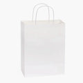 8X4.5X10.25 White Kraft Shopping Bags - case of 250