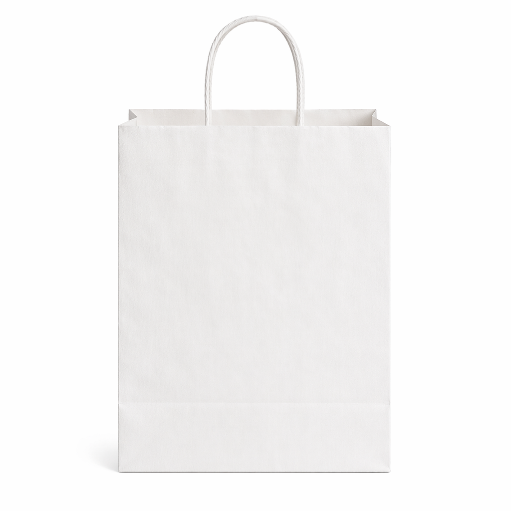 10X5X13 White Kraft Shopping Bags - case of 250